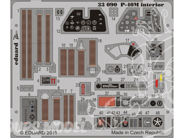 EDUARD photodecoupe 33090 Interieur de P-40M 1/32