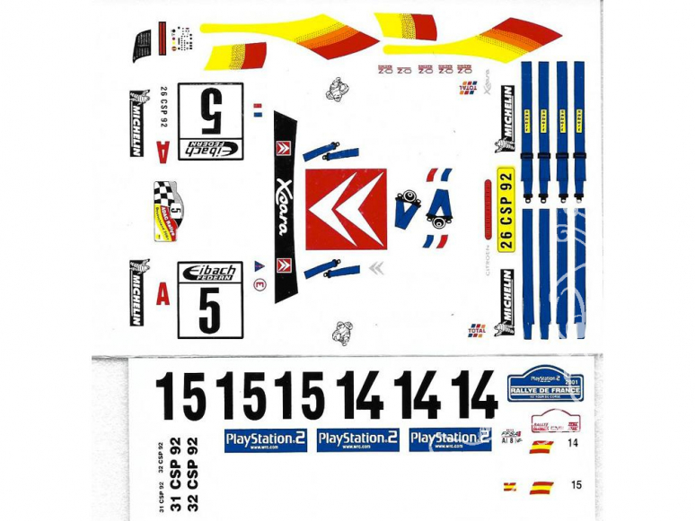 C.B.COM decal 24.141 Xsara WRC 1er Tour de Corse 2001 1/24