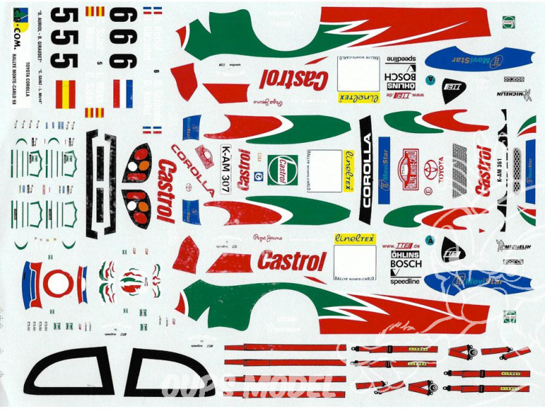 C.B.COM decal 24.86 Toyota Corolla WRC Chine 1999 1/24