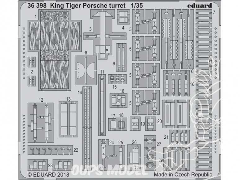 Eduard photodecoupe militaire 36398 Amélioration Tourelle King Tiger Porsche Meng 1/35