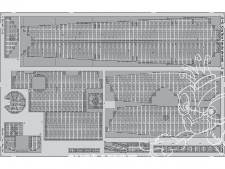 Eduard photodecoupe militaire 36400 Zimmerit King Tiger Porsche Meng 1/35