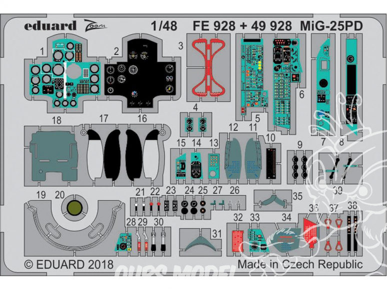 EDUARD photodecoupe avion 49928 Interieur MiG-25PD Icm 1/48