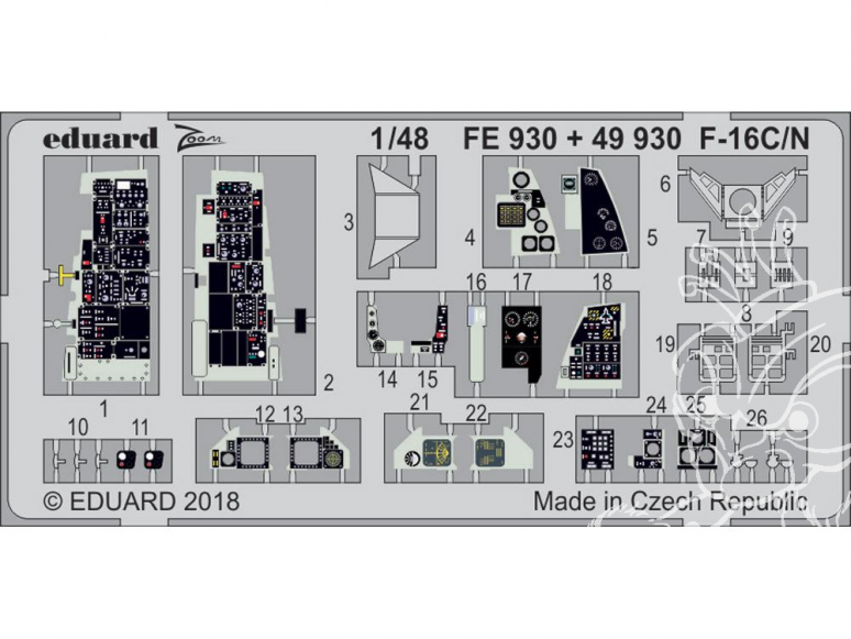 EDUARD photodecoupe avion FE930 Zoom F-16C/N Tamiya 1/48