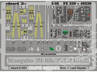 EDUARD photodecoupe avion 49239 Amélioration Mosquito FB Mk.VI/NF Mk.II Tamiya 1/48