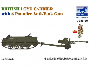 Bronco maquette militaire CB35189 BRITISH LOYD CARRIER avec CANON ANTI CHAR DE 6 POUNDER 1944 1 figurine 1/35