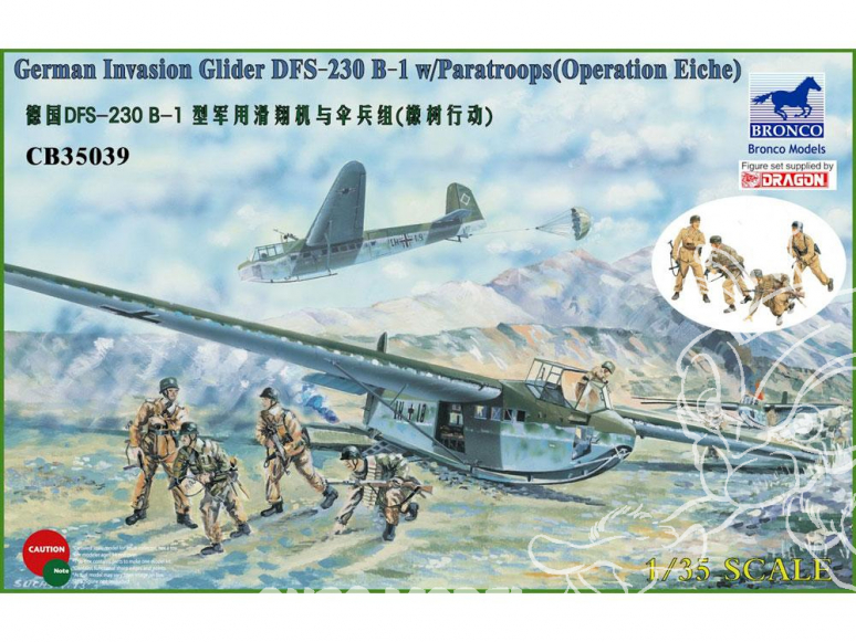Bronco maquette avion CB 35039 DFS 230 B-1 PLANEUR D’ASSAUT TACTIQUE ALLEMAND 1940/1944 (avec 4 parachutistes) 1/35