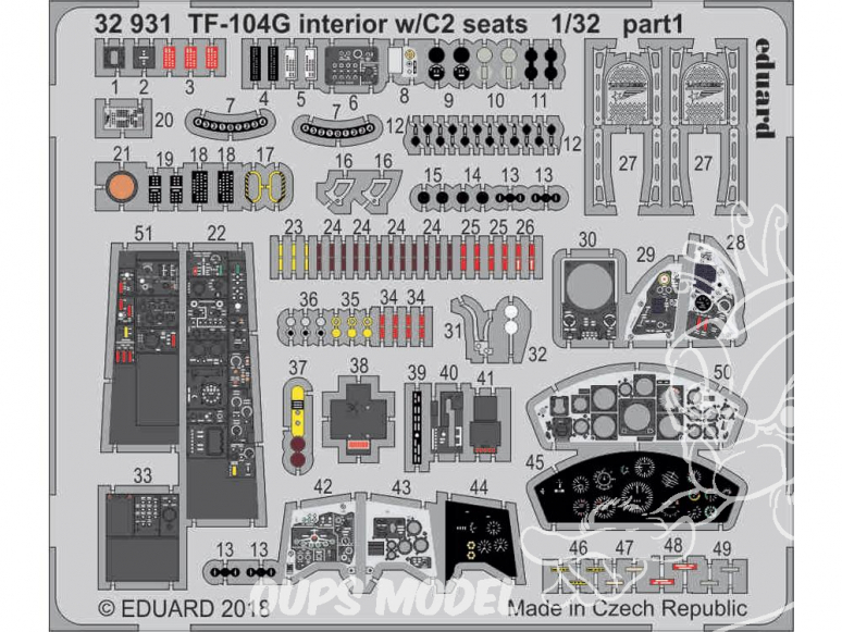 Eduard photodécoupe avion 32931 Interieur TF-104G Starfighter avec Sieges C2 Italeri 1/32