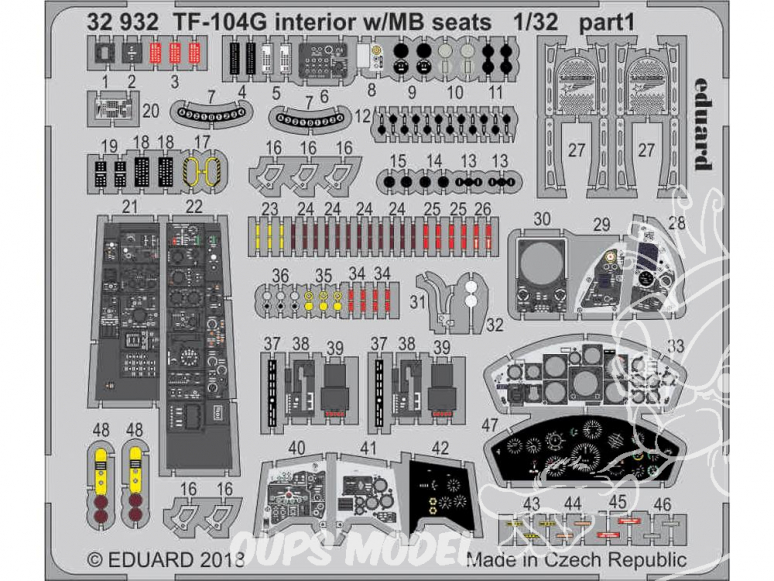 Eduard photodécoupe avion 32932 Interieur TF-104G Starfighter avec Sieges MB Italeri 1/32