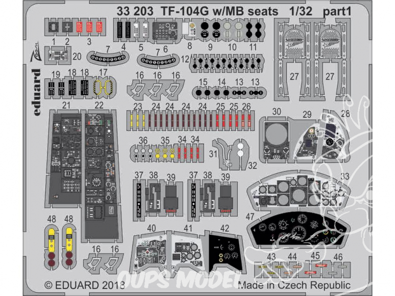 Eduard photodécoupe avion 33203 Zoom Interieur TF-104G Starfighter avec Sieges MB Italeri 1/32