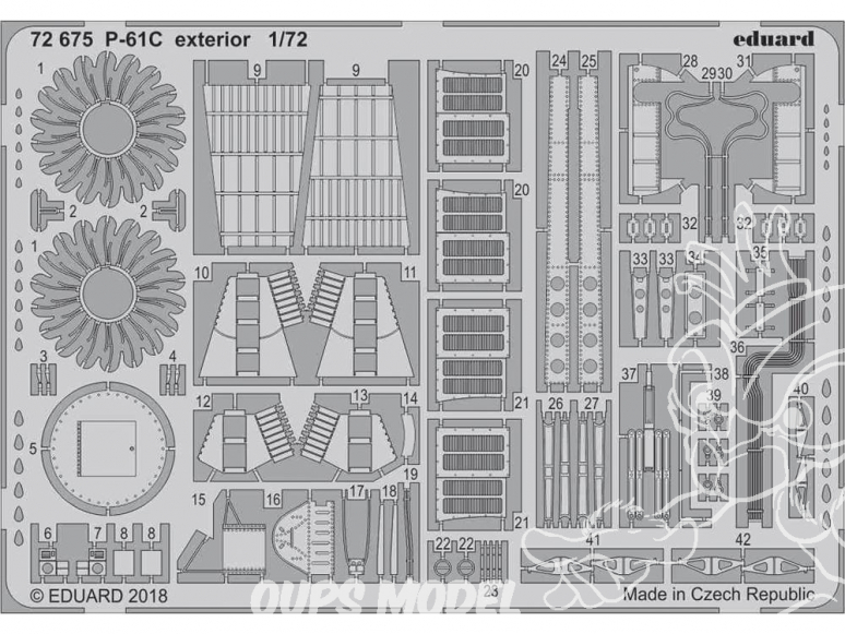 Eduard photodecoupe avion 72675 Extérieur P-61C Hobby Boss 1/72