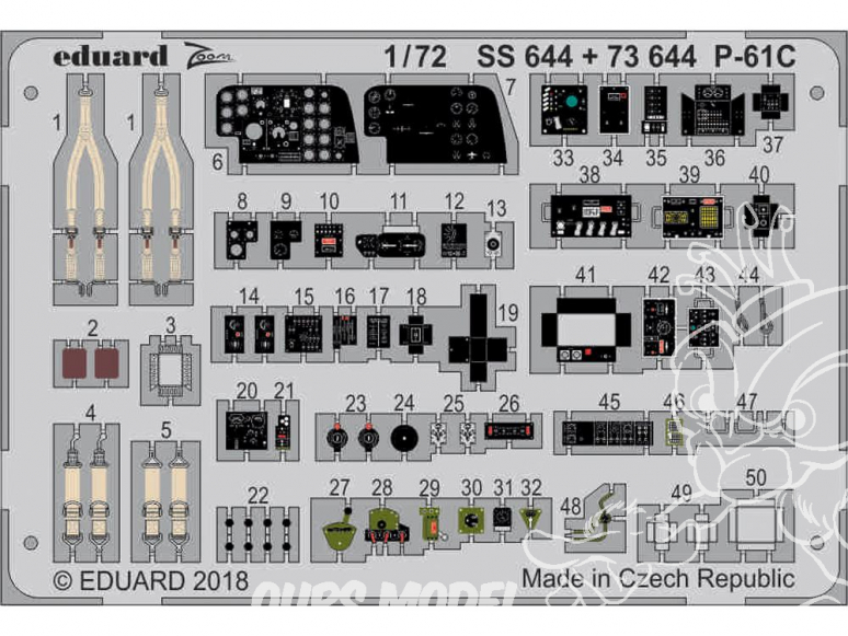 Eduard photodecoupe avion SS644 Zoom Intérieur P-61C Hobby Boss 1/72