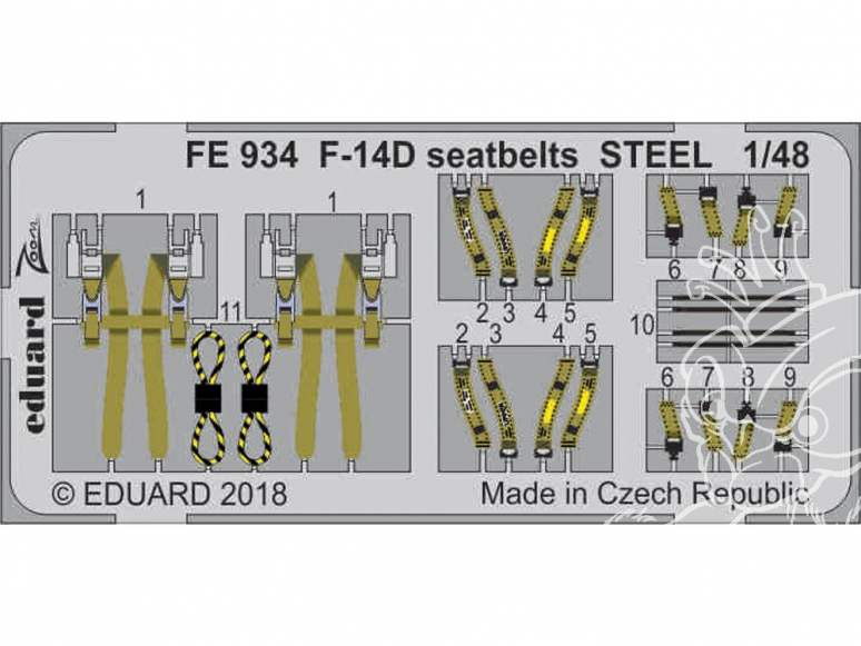 EDUARD photodecoupe avion FE934 Harnais métal F-14D Tomcat Tamiya 1/48