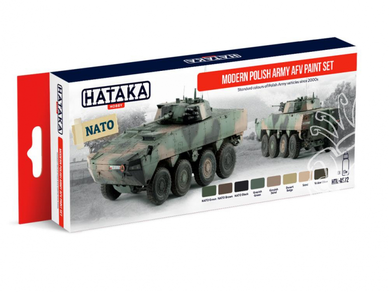 Hataka Hobby peinture acrylique Red Line AS72 Set Modern Polish Army AFV 8 x 17ml