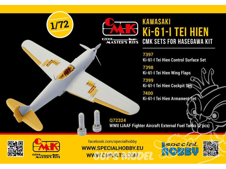 Cmk kit d'amelioration 7398 Ki-61-I Tei Hien Flaps pour kit Hasegawa 1/72