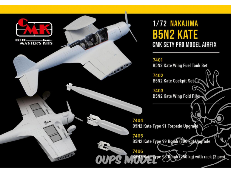 Cmk kit d'amelioration 7401 B5N2 Kate Kit réservoir de carburant d'ailes pour kit Airfix 1/72
