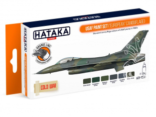Hataka Hobby peinture laque Orange Line CS10 Set USAF Camouflage "Européen" 6 x 17ml