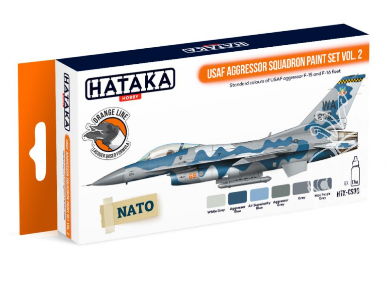 Hataka Hobby peinture laque Orange Line CS30 Set USAF Aggressor Squadron Vol.2 6 x 17ml