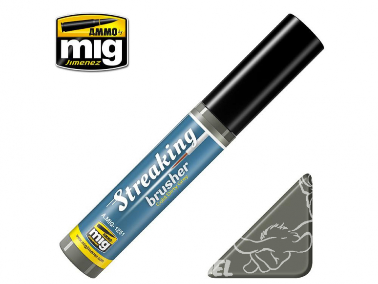 MIG Streakingbrusher 1251 Gris froid sale Moyen Peinture Streaking avec applicateur 10ml