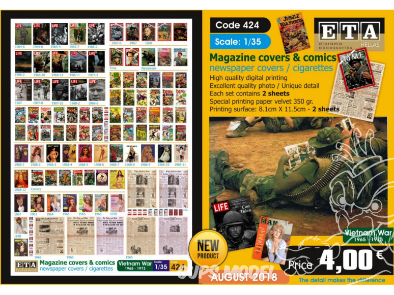 ETA diorama 424 couvertures de magazines et bandes dessinées guerre du vietnam 1/35