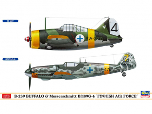Hasegawa maquette avion 02279 B-239 Buffalo et Messerschmitt Bf 109 G-6 "Armée de l'air finlandaise" 1/72