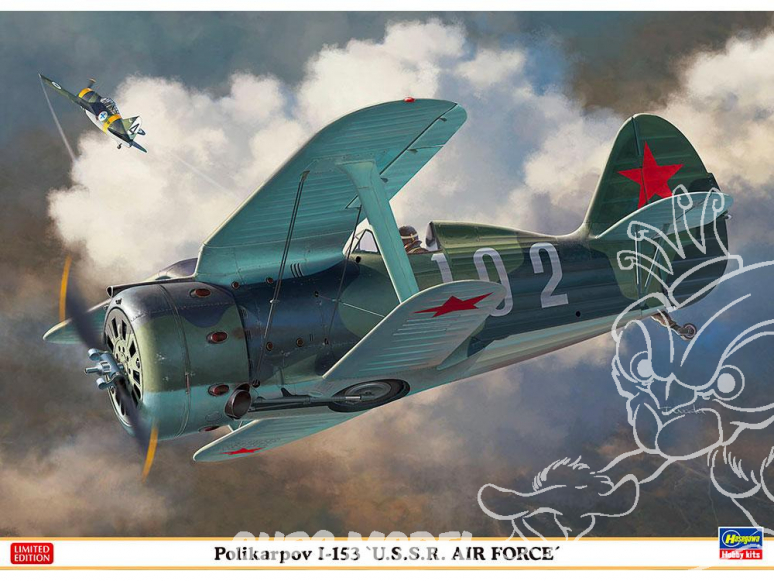 Hasegawa maquette avion 07466 Polikarpov I-153 “U.S.S.R. AIR FORCE” 1/48