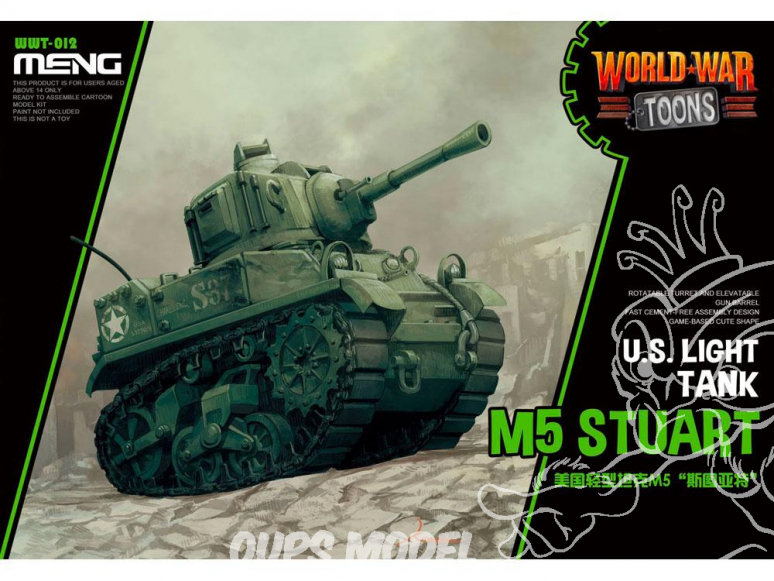 Meng maquette militaire WWT-012 Char leger U.S. M5 Stuart SERIE WORLD WAR TOON