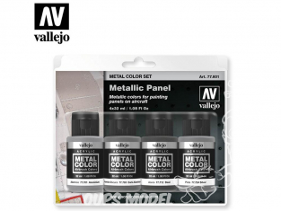 Vallejo Set Metal Color 77601 Panneaux métalliques 4 x 32ml