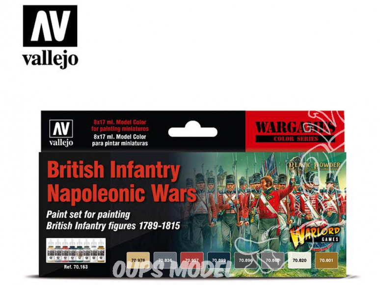 Vallejo Set Wargames 70163 Set Infanterie Britannique Guerres Napoléoniennes 8 x 17ml