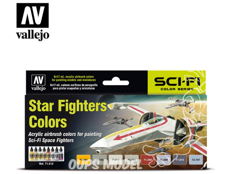 Vallejo Set Model Air 71612 Couleurs vaisseaux Star Fighters 8 x 17ml