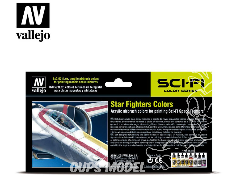 Vallejo Model Air Set 71612 | Colori Acrilici Star Fighters | 8 Tonalità Per Aerografo