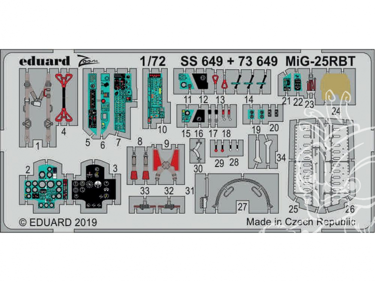 Eduard photodecoupe avion 73649 Amélioration MiG-25RBT ICM 1/72