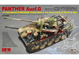 Rye Field Model maquette militaire 5019 Panther Ausf. G Intérieur complet - Tourelle et dessus du char découpé 1/35