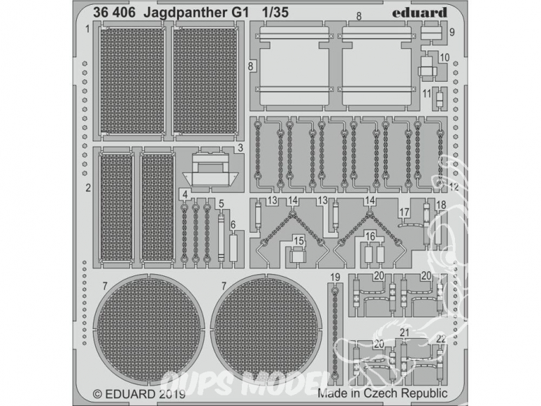 Eduard photodecoupe militaire 36406 Jagdpanther G1 Meng 1/35