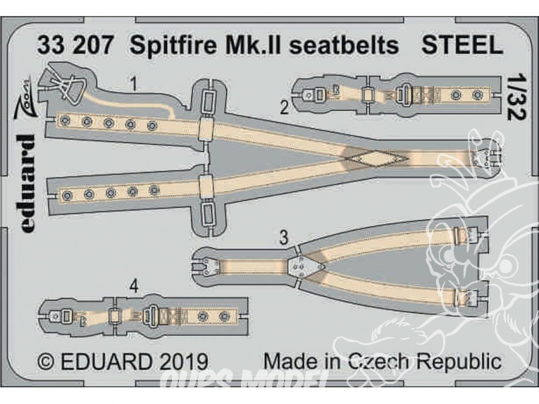 Eduard photodécoupe avion 33207 Harnais métal Spitfire Mk.II Revell 1/32