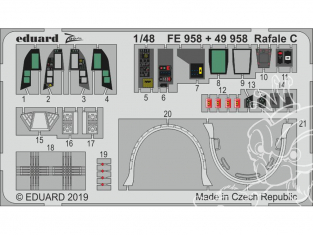EDUARD photodecoupe avion FE958 Zoom Intérieur Rafale C Revell 1/48