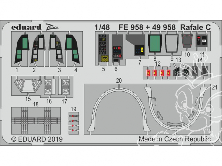 EDUARD photodecoupe avion FE958 Zoom Intérieur Rafale C Revell 1/48