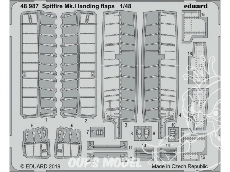 EDUARD photodecoupe avion 48987 Volets d'atterrissage Spitfire Mk.I Tamiya 1/48