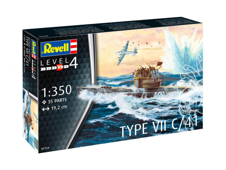 Revell maquette sous marin Model set 65154 U-Boot Typ VII C/41 inclus peintures principale colle et pinceau 1/350