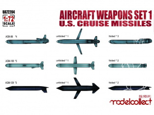Modelcollect maquette Avion UA72204 Ensemble d'armes pour avion set1 Missiles de croisière américains 1/72