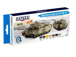 Hataka Hobby peinture acrylique Blue Line BS77 Set de peinture Modern British Army & RAF AFV 8 x 17ml