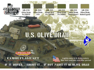 LIFECOLOR peinture cs11 Set Camoufage 6 Olive Drab