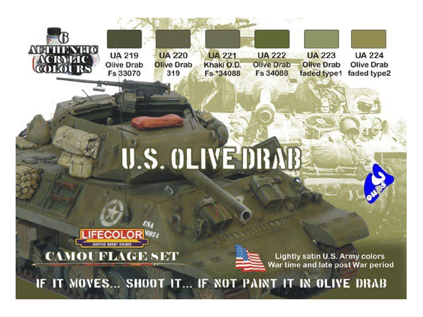 LIFECOLOR peinture cs11 Set Camoufage 6 Olive Drab