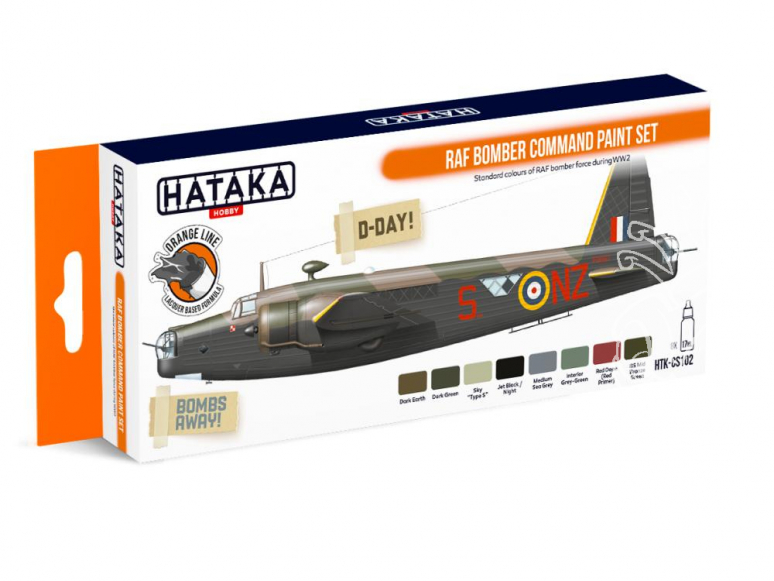 Hataka Hobby peinture laque Orange Line CS102 Set RAF Bomber command 8 x 17ml