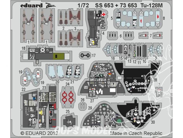 Eduard photodecoupe avion SS653 Zoom Amélioration Tupolev Tu-128M Trumpeter 1/72