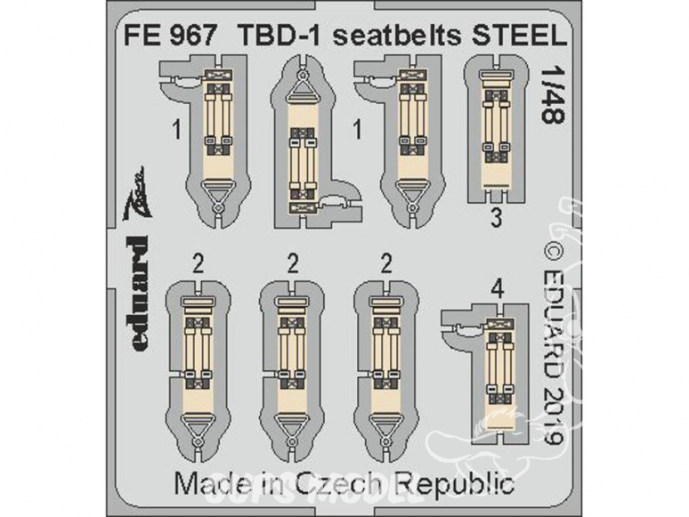 EDUARD photodecoupe avion FE967 Harnais métal TBD-1 Great Wall Hobby 1/48