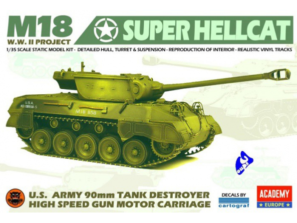 Maquette Academy 1/35 – M-18 Hellcat Char Américain – Réf. #1375 – Occasion état Correct