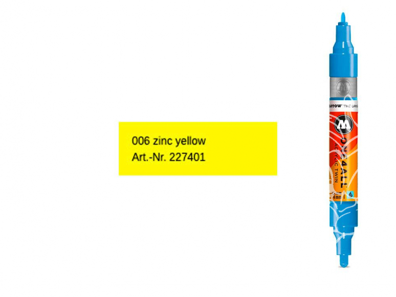 Molotow 227401 marqueur rechargeable Acrylic Twin Jaune zinc pointe 1,5mm et 4mm