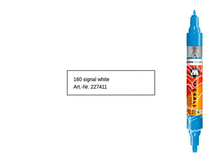 Molotow 227411 marqueur rechargeable Acrylic Twin Blanc pointe 1,5mm et 4mm