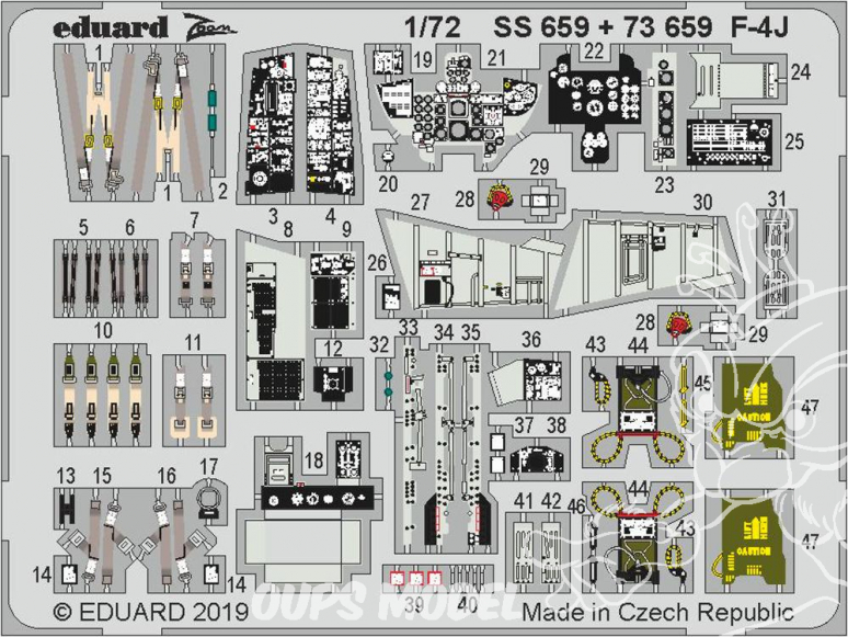 Eduard photodecoupe avion SS659 Zoom Amélioration F-4J Phantom Academy 1/72