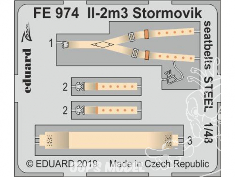 EDUARD photodecoupe avion FE974 Harnais métal Iliouchine Il-2m3 Stormovik Accurate Miniatures 1/48
